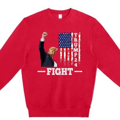 Trump 2024 Assasination Butler Pennsylvania Trump Fight Premium Crewneck Sweatshirt