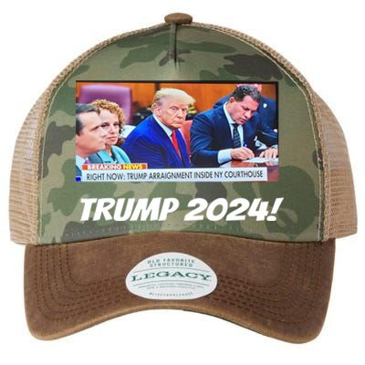 Trump 2024 Arraignment Inside Courthouse Legacy Tie Dye Trucker Hat