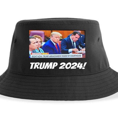Trump 2024 Arraignment Inside Courthouse Sustainable Bucket Hat