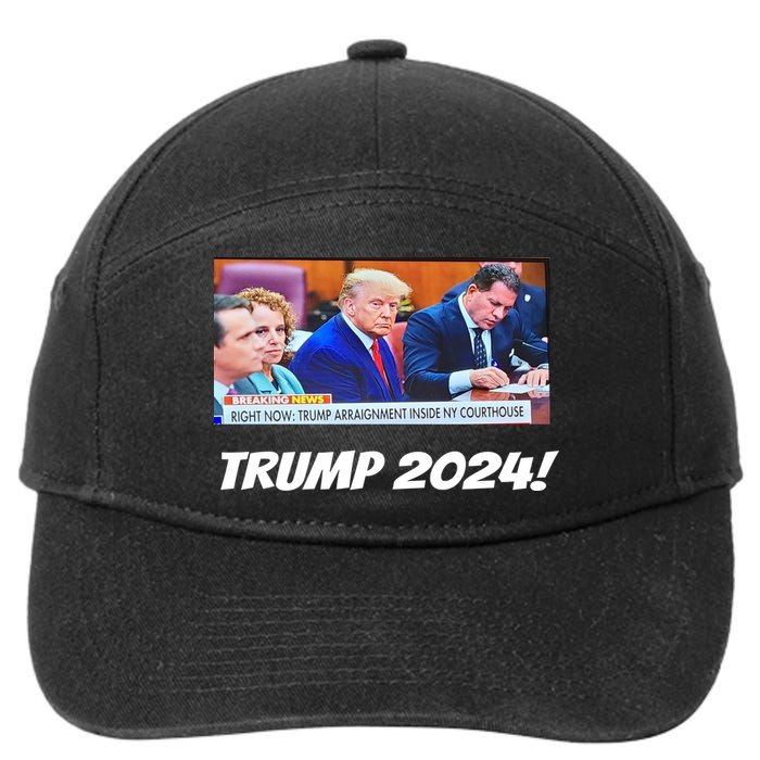 Trump 2024 Arraignment Inside Courthouse 7-Panel Snapback Hat