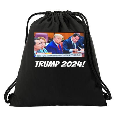 Trump 2024 Arraignment Inside Courthouse Drawstring Bag