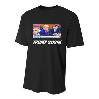 Trump 2024 Arraignment Inside Courthouse Youth Performance Sprint T-Shirt