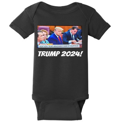 Trump 2024 Arraignment Inside Courthouse Baby Bodysuit