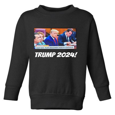 Trump 2024 Arraignment Inside Courthouse Toddler Sweatshirt
