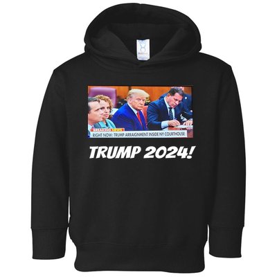 Trump 2024 Arraignment Inside Courthouse Toddler Hoodie