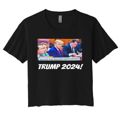 Trump 2024 Arraignment Inside Courthouse Women's Crop Top Tee