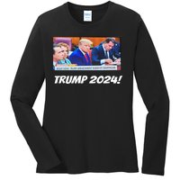 Trump 2024 Arraignment Inside Courthouse Ladies Long Sleeve Shirt