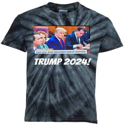 Trump 2024 Arraignment Inside Courthouse Kids Tie-Dye T-Shirt