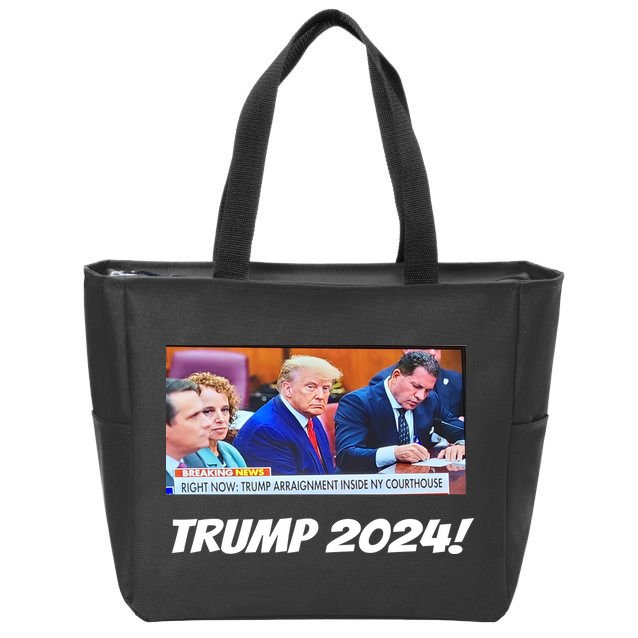 Trump 2024 Arraignment Inside Courthouse Zip Tote Bag