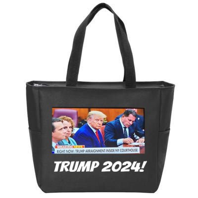 Trump 2024 Arraignment Inside Courthouse Zip Tote Bag