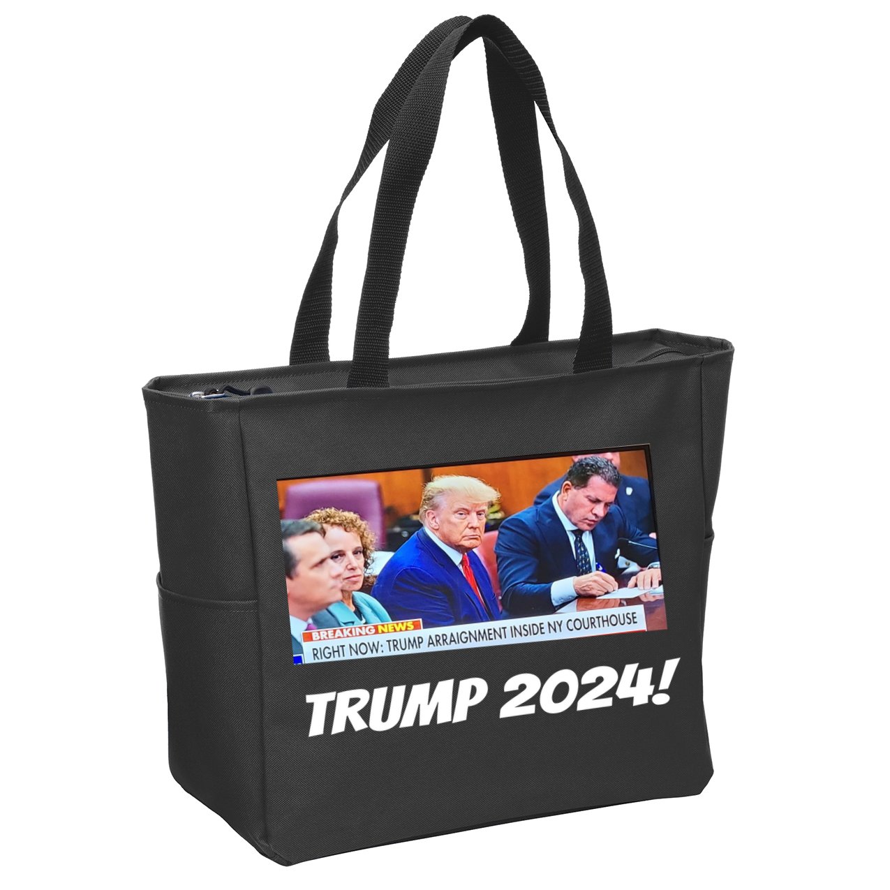 Trump 2024 Arraignment Inside Courthouse Zip Tote Bag