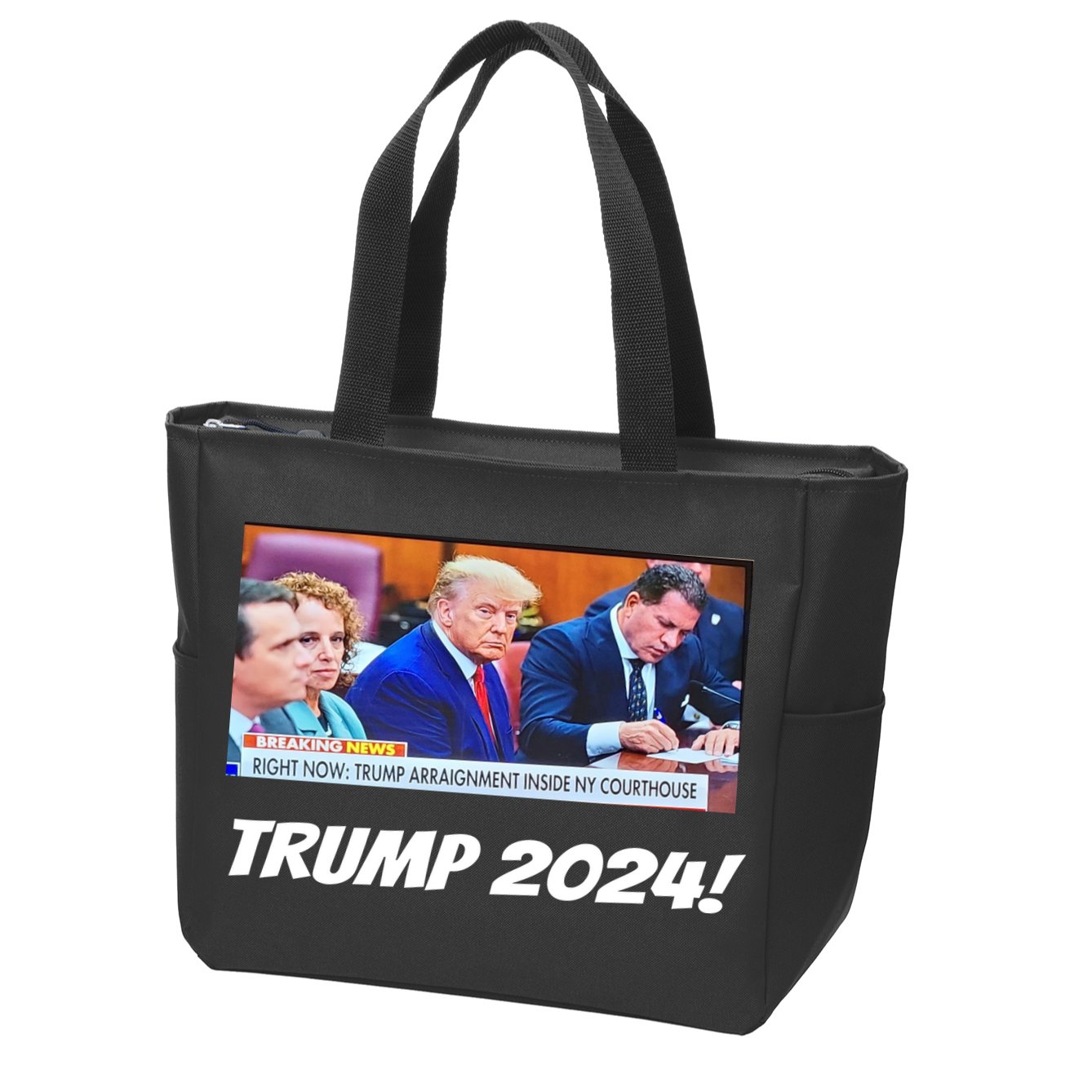 Trump 2024 Arraignment Inside Courthouse Zip Tote Bag