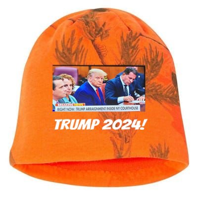 Trump 2024 Arraignment Inside Courthouse Kati - Camo Knit Beanie