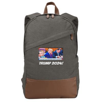 Trump 2024 Arraignment Inside Courthouse Cotton Canvas Backpack