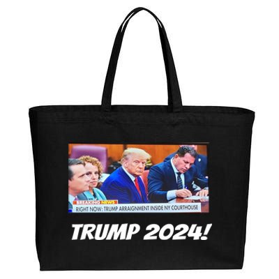 Trump 2024 Arraignment Inside Courthouse Cotton Canvas Jumbo Tote