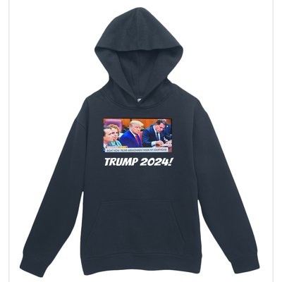 Trump 2024 Arraignment Inside Courthouse Urban Pullover Hoodie