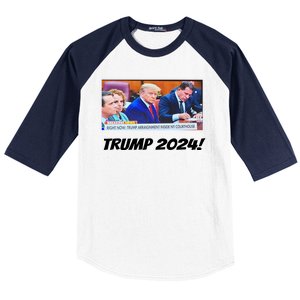 Trump 2024 Arraignment Inside Courthouse Baseball Sleeve Shirt