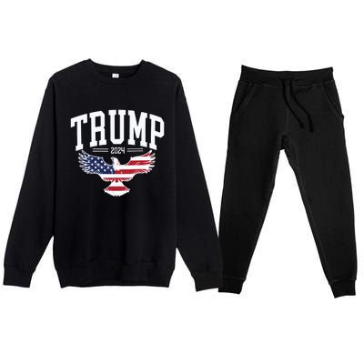 Trump 2024 American Flag Pro Trump Premium Crewneck Sweatsuit Set