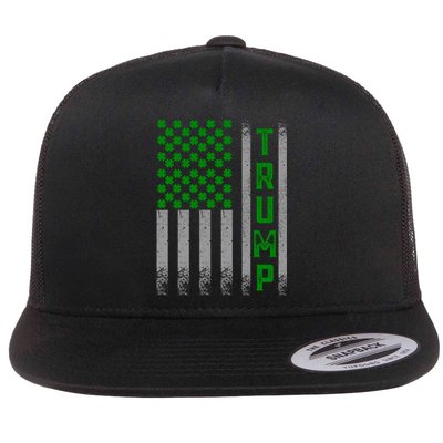 Trump 2020 American Flag Vintage St. PatrickS Day Irish Flat Bill Trucker Hat