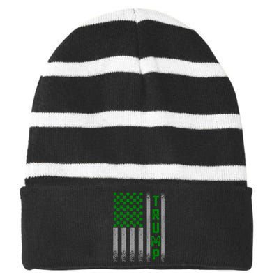 Trump 2020 American Flag Vintage St. PatrickS Day Irish Striped Beanie with Solid Band