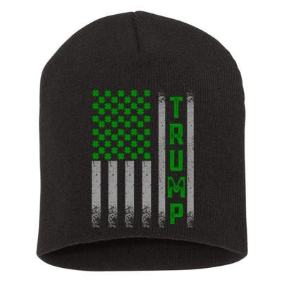 Trump 2020 American Flag Vintage St. PatrickS Day Irish Short Acrylic Beanie