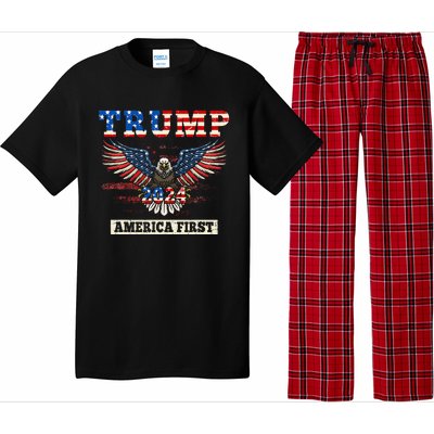 Trump 2024 America First Bald Eagle Pro Trump Usa Flag Pajama Set