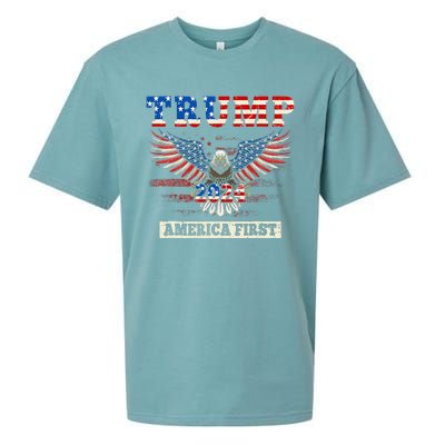 Trump 2024 America First Bald Eagle Pro Trump Usa Flag Sueded Cloud Jersey T-Shirt