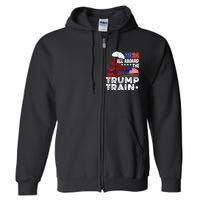 Trump 2024 All Aboard The Trump Train Usa American Flag Full Zip Hoodie