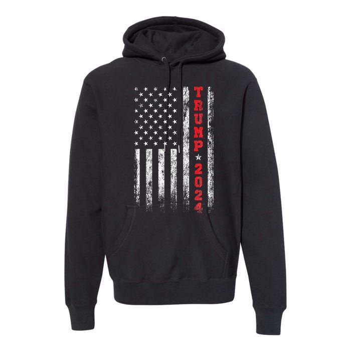 Trump 2024 American Flag Vintage Premium Hoodie