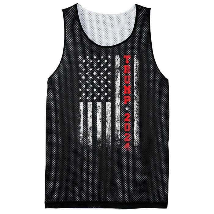 Trump 2024 American Flag Vintage Mesh Reversible Basketball Jersey Tank