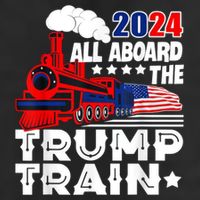 Trump 2024 All Aboard The Trump Train Usa American Flag 7 Panel Mesh Trucker Snapback Hat
