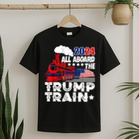 Trump 2024 All Aboard The Trump Train Usa American Flag T-Shirt