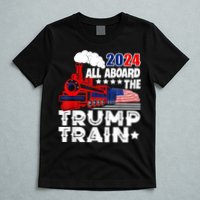 Trump 2024 All Aboard The Trump Train Usa American Flag T-Shirt