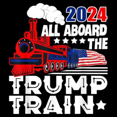 Trump 2024 All Aboard The Trump Train Usa American Flag T-Shirt