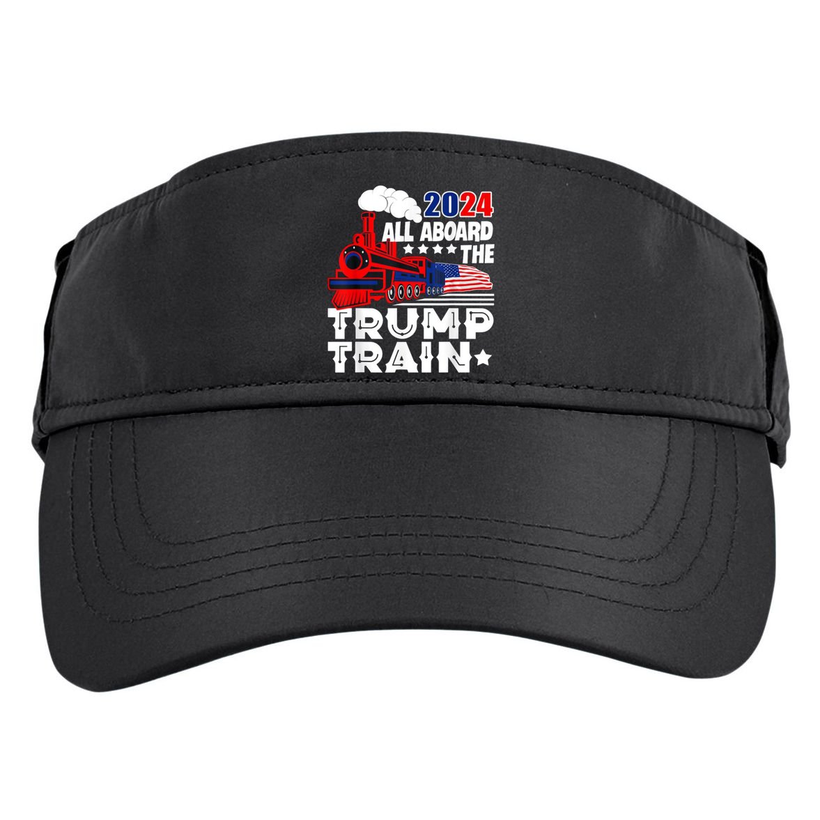 Trump 2024 All Aboard The Trump Train Usa American Flag Adult Drive Performance Visor