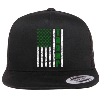 Trump 2020 American Flag Vintage St PatrickS Day Irish Gift Flatbill Hat
