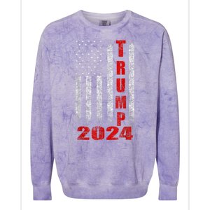 Trump 2024 American Flag Design Colorblast Crewneck Sweatshirt