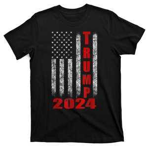 Trump 2024 American Flag Design T-Shirt