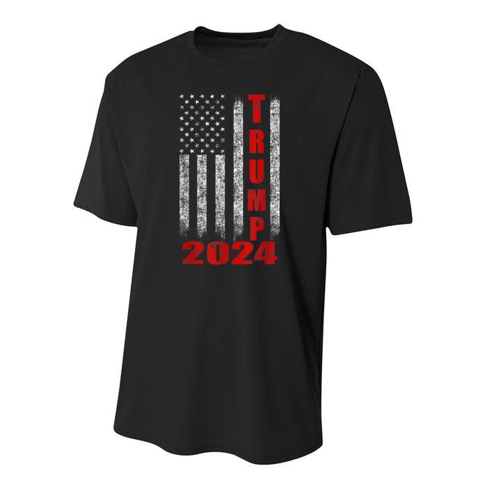 Trump 2024 American Flag Design Youth Performance Sprint T-Shirt