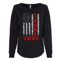 Trump 2024 American Flag Design Womens California Wash Sweatshirt