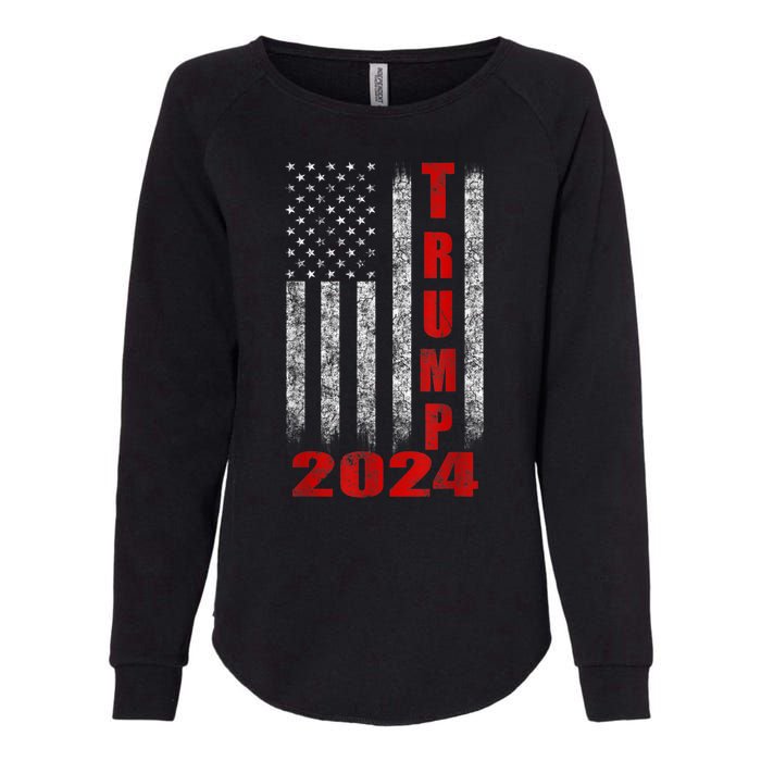 Trump 2024 American Flag Design Womens California Wash Sweatshirt