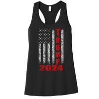 Trump 2024 American Flag Design Women's Racerback Tank