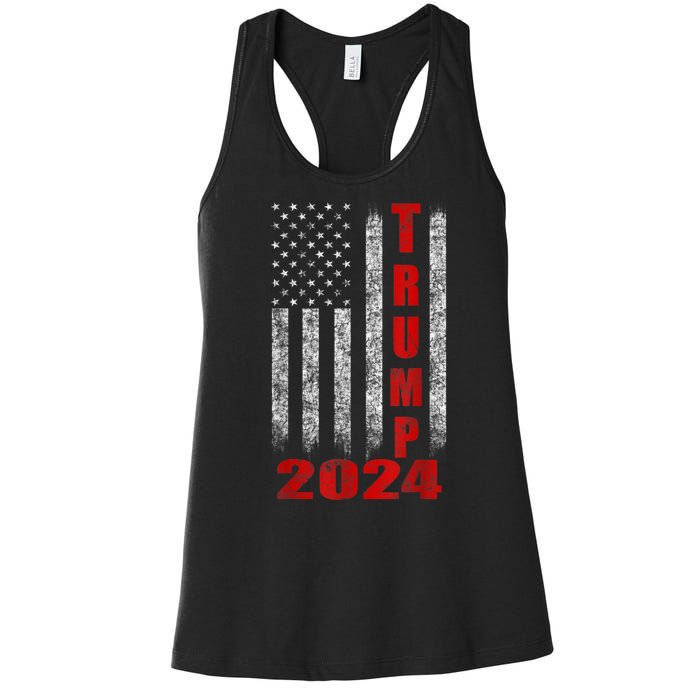 Trump 2024 American Flag Design Women's Racerback Tank