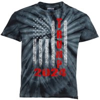 Trump 2024 American Flag Design Kids Tie-Dye T-Shirt