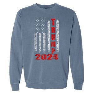 Trump 2024 American Flag Design Garment-Dyed Sweatshirt