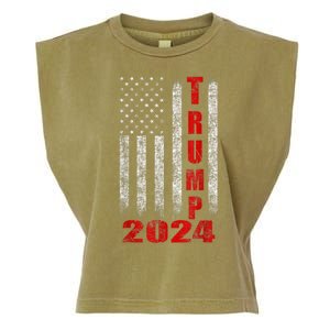 Trump 2024 American Flag Design Garment-Dyed Women's Muscle Tee