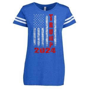 Trump 2024 American Flag Design Enza Ladies Jersey Football T-Shirt