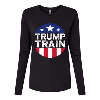 Trump 2024 All Aboard The Trump Train Usa American Flag Womens Cotton Relaxed Long Sleeve T-Shirt