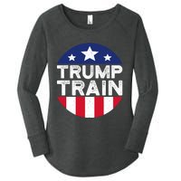 Trump 2024 All Aboard The Trump Train Usa American Flag Women's Perfect Tri Tunic Long Sleeve Shirt