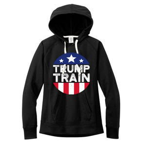 Trump 2024 All Aboard The Trump Train Usa American Flag Women's Fleece Hoodie